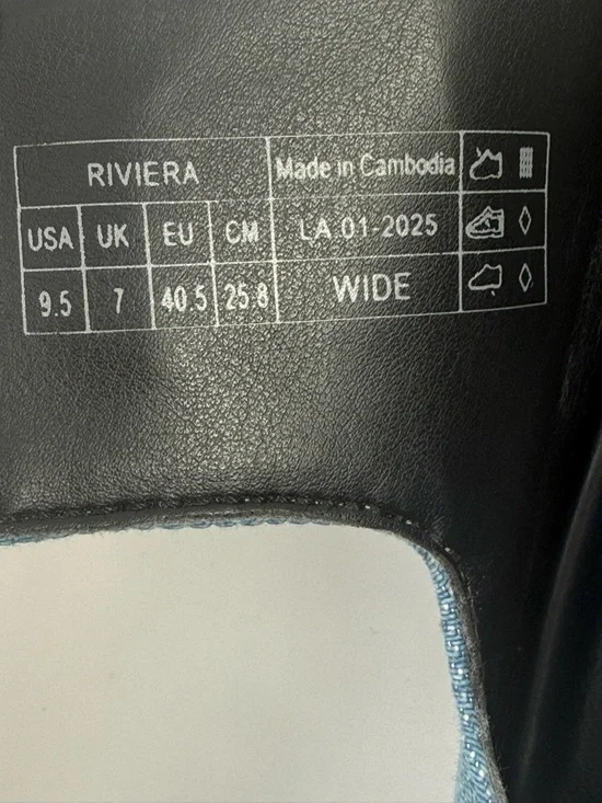 Vionic Riviera Platform Blue Denim Double Strap Slide Sandals Adjustable Velcro - Picture 4 of 15